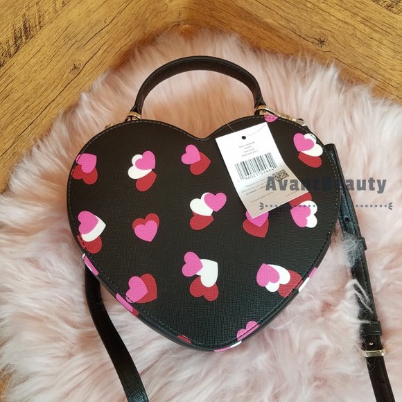 NWT Kate Spade Other Love Shack Flutter Hearts Printed Crossbody Black Multi - Picture 3 of 7